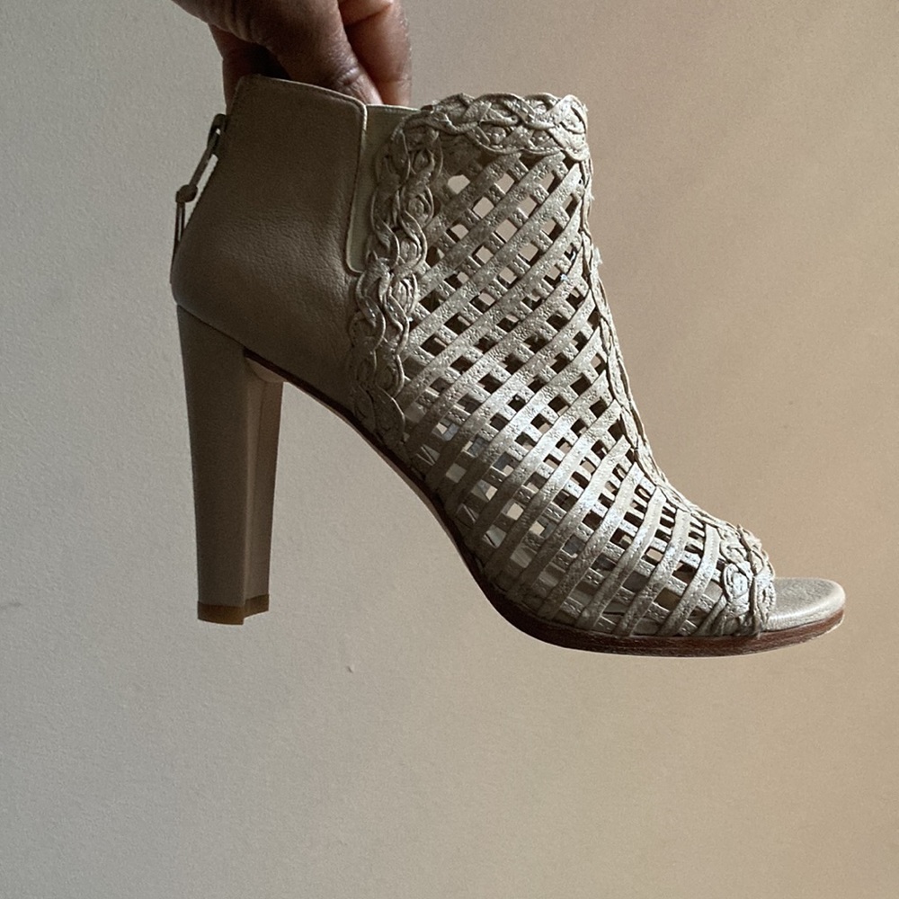 Nude caged booties, size 7.5